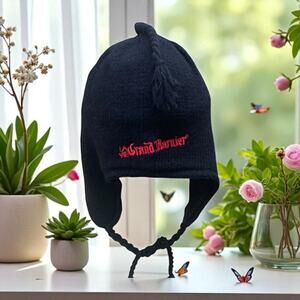 Grand Marnier La Vie Beanie Laplander Hat Tassel Wool District Threads Spell Out